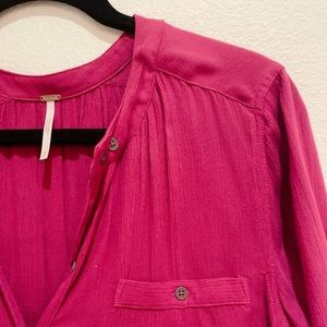 Free People Magenta Tunic High Low Blouse